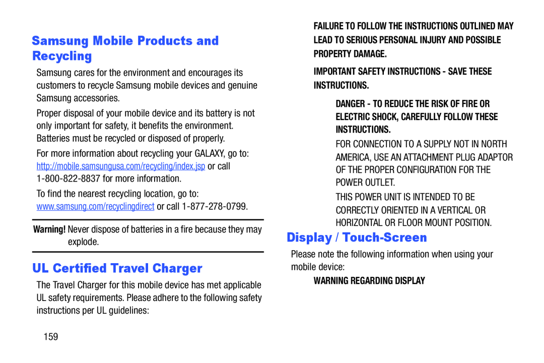 Samsung Mobile Products and Recycling UL Certified Travel Charger