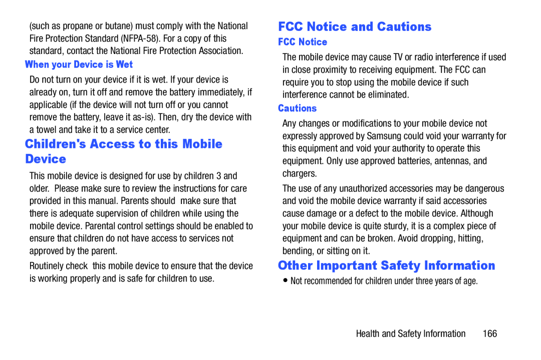 Children's Access to this Mobile Device FCC Notice and Cautions