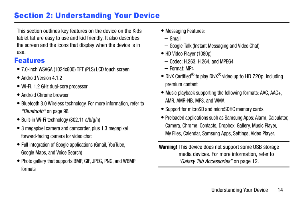 Section 2: Understanding Your Device Galaxy Tab 3 7.0 Kids Wi-Fi