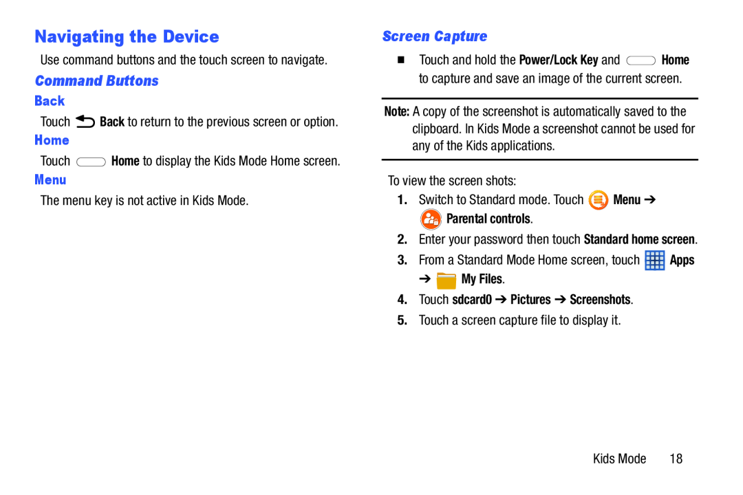 Command Buttons Galaxy Tab 3 7.0 Kids Wi-Fi