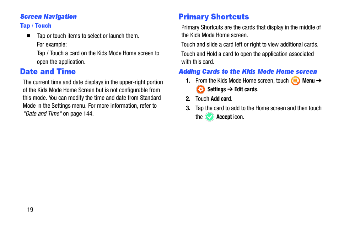 Screen Navigation Date and Time