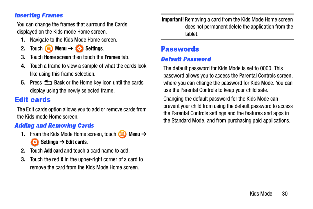 Passwords Galaxy Tab 3 7.0 Kids Wi-Fi