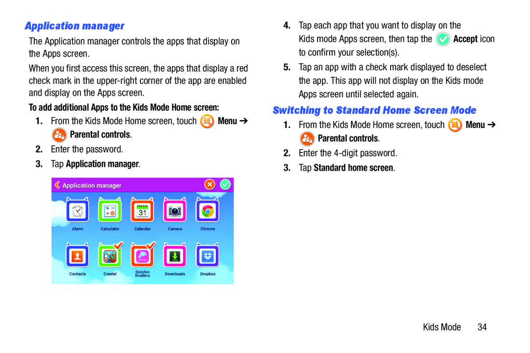 Switching to Standard Home Screen Mode Galaxy Tab 3 7.0 Kids Wi-Fi