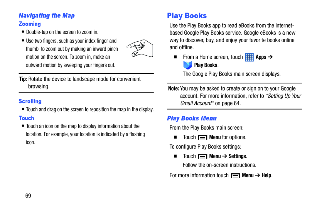 Navigating the Map Play Books Menu