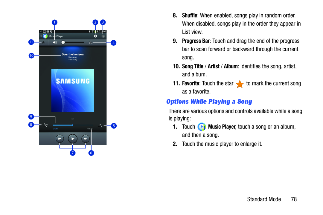 Options While Playing a Song