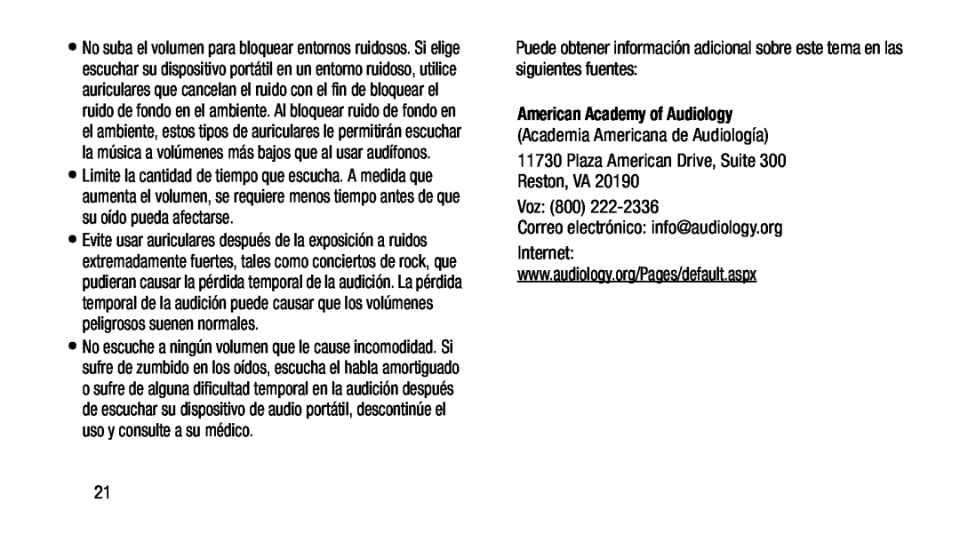 Correo electrónico: info@audiology.org Internet: Galaxy Tab 3 7.0 AT&T