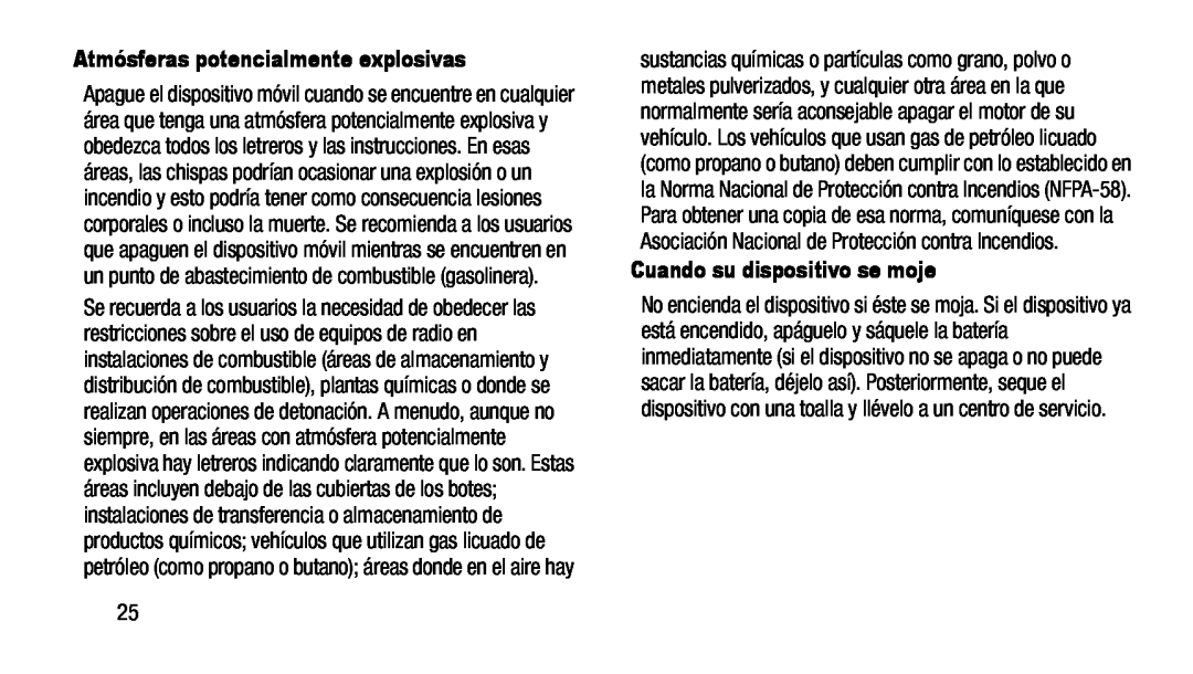 Atmósferas potencialmente explosivas Cuando su dispositivo se moje