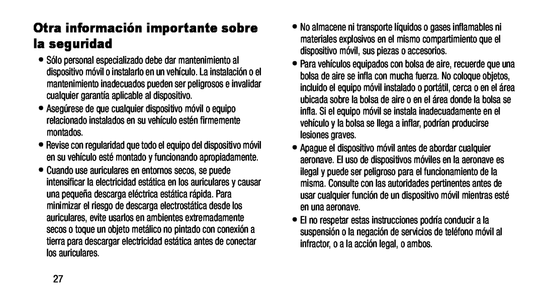 Otra información importante sobre la seguridad