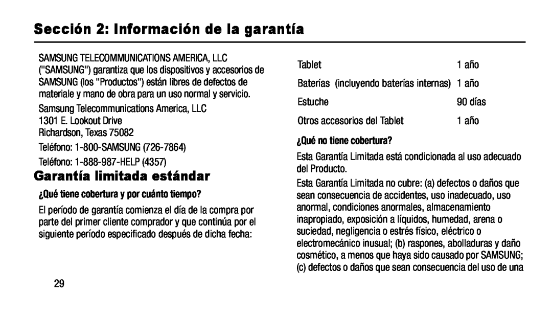 Garantía limitada estándar Galaxy Tab 3 7.0 AT&T