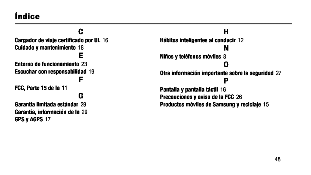 Índice Galaxy Tab 3 7.0 AT&T