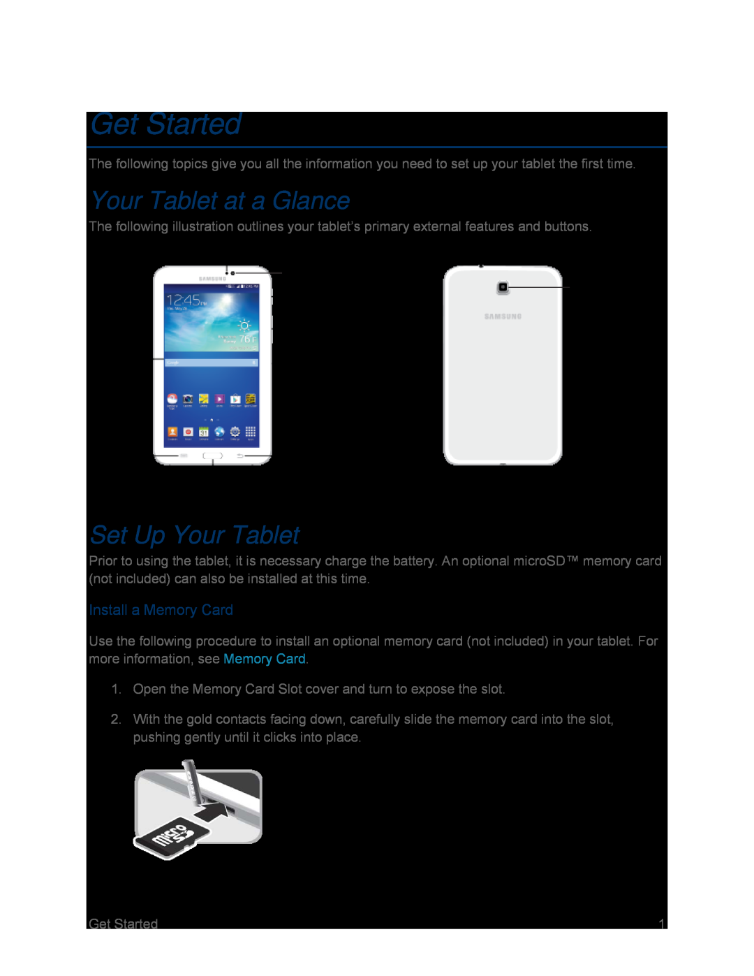 Your Tablet at a Glance Galaxy Tab 3 7.0 Sprint