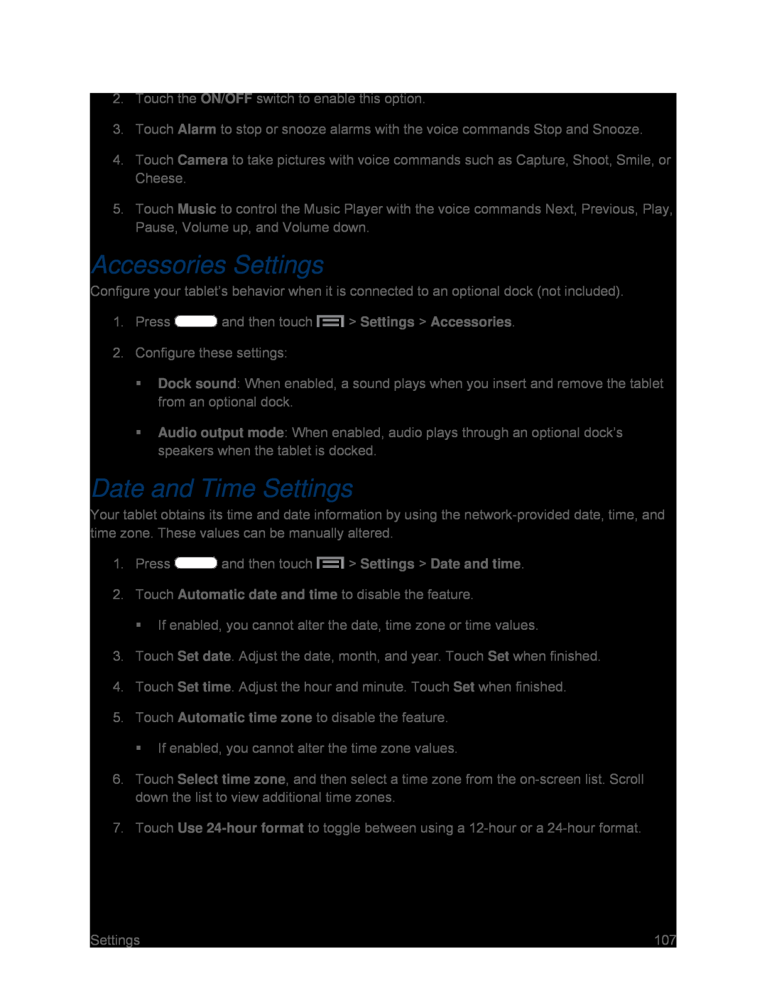 Accessories Settings Galaxy Tab 3 7.0 Sprint