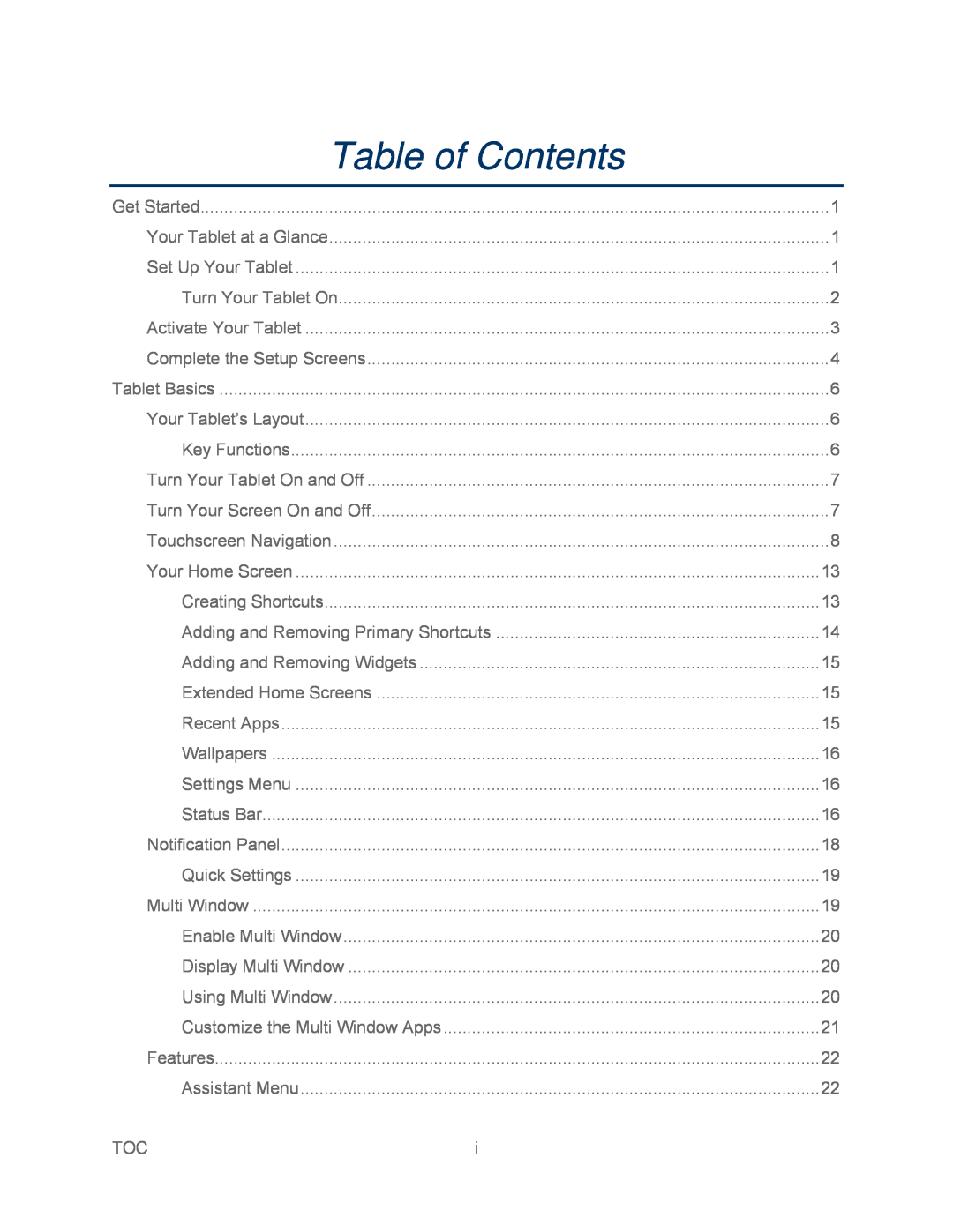 Table of Contents Galaxy Tab 3 7.0 Sprint