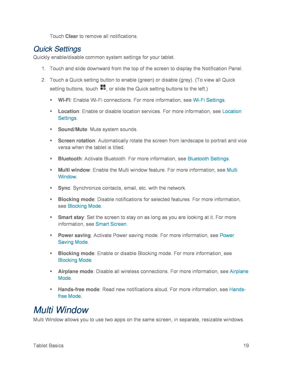 Quick Settings Galaxy Tab 3 7.0 Sprint