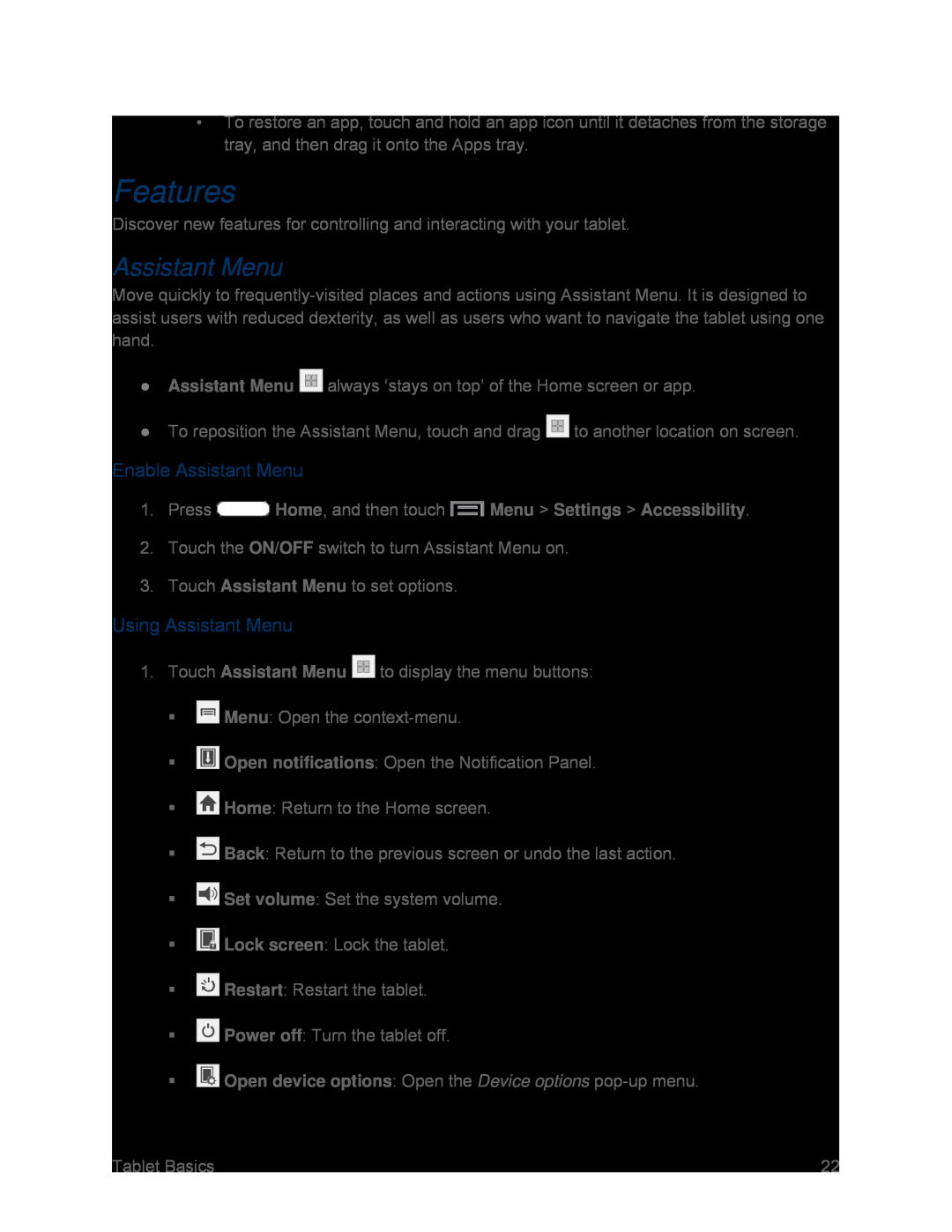 Assistant Menu Galaxy Tab 3 7.0 Sprint