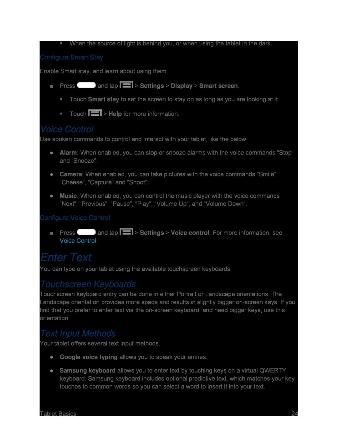 Configure Smart Stay Configure Voice Control