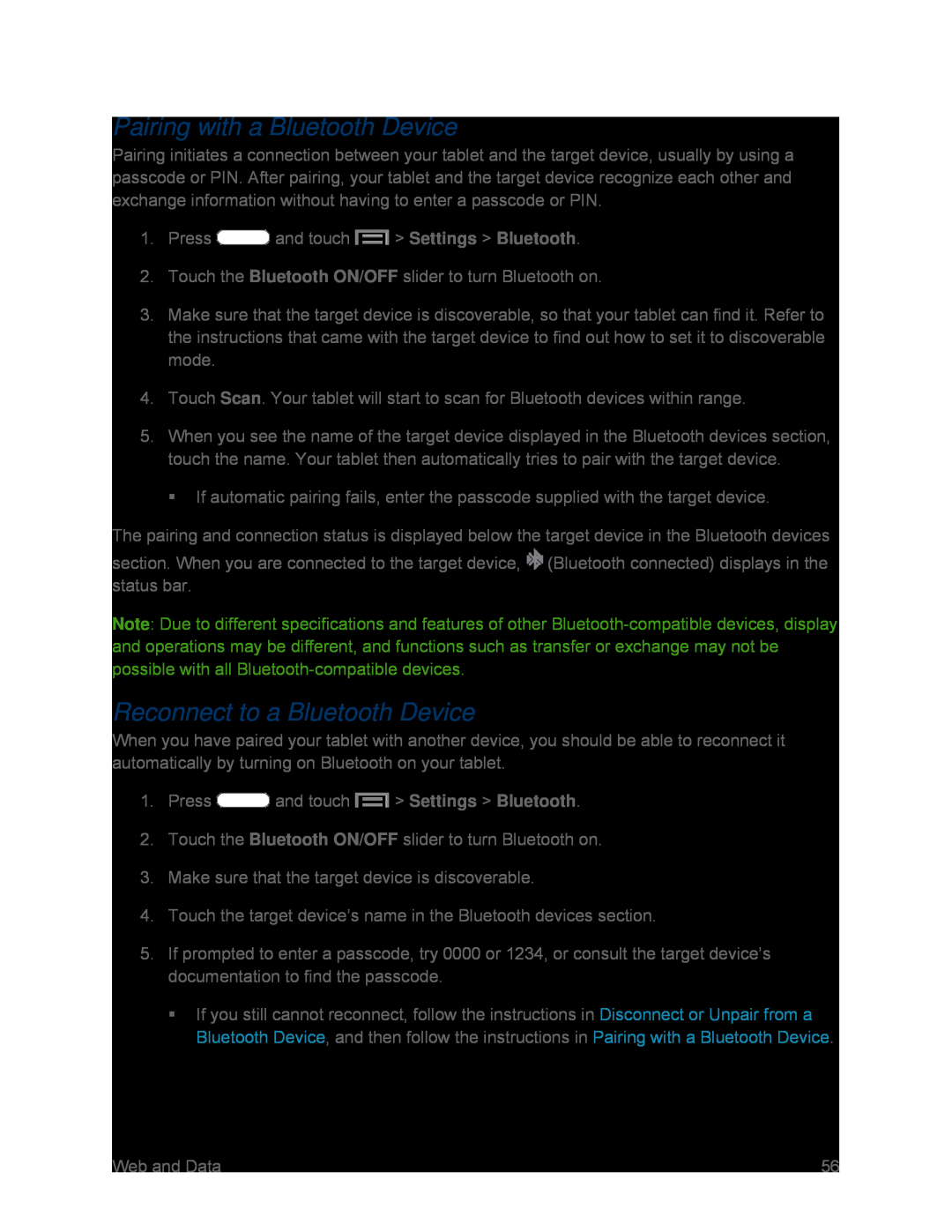 Reconnect to a Bluetooth Device Galaxy Tab 3 7.0 Sprint