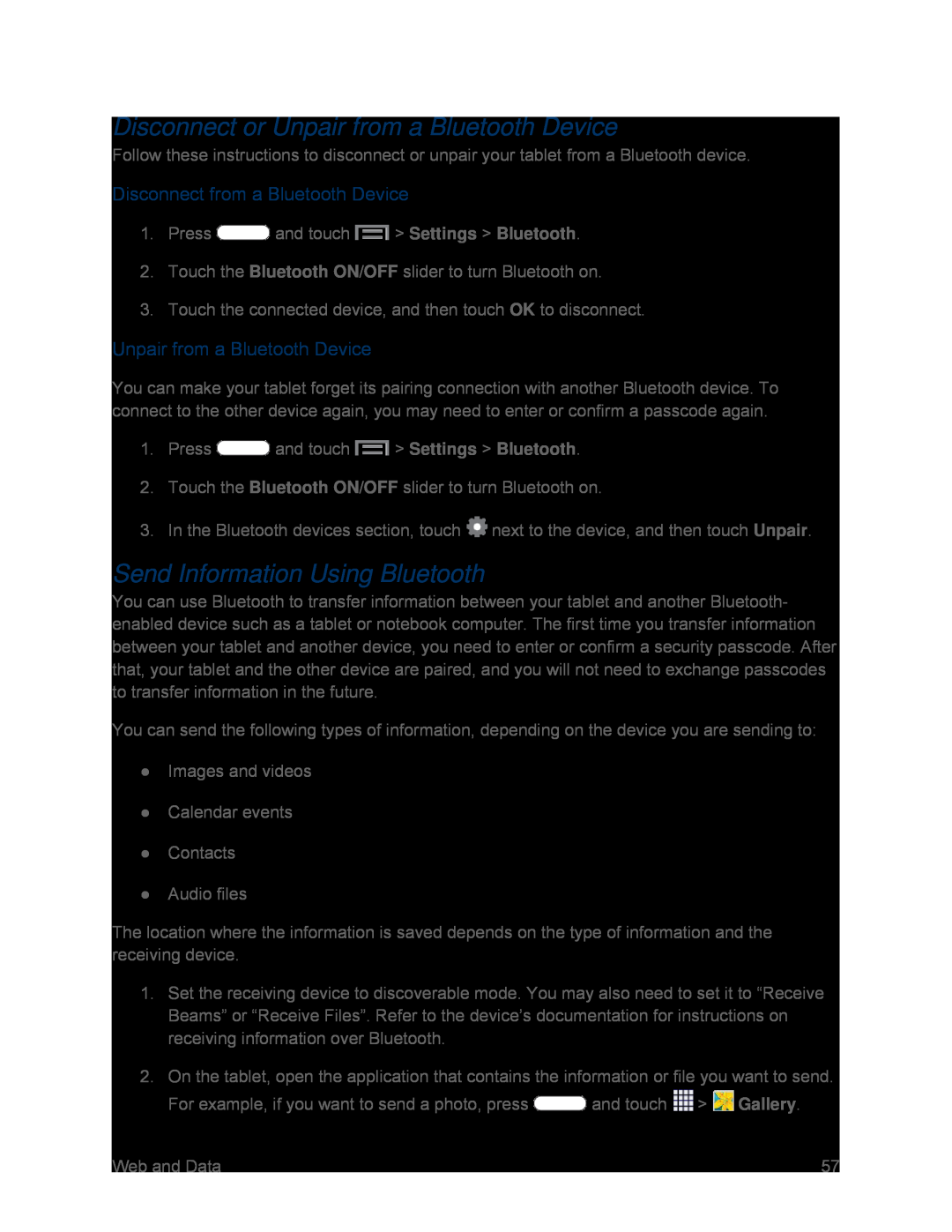 Disconnect or Unpair from a Bluetooth Device Galaxy Tab 3 7.0 Sprint