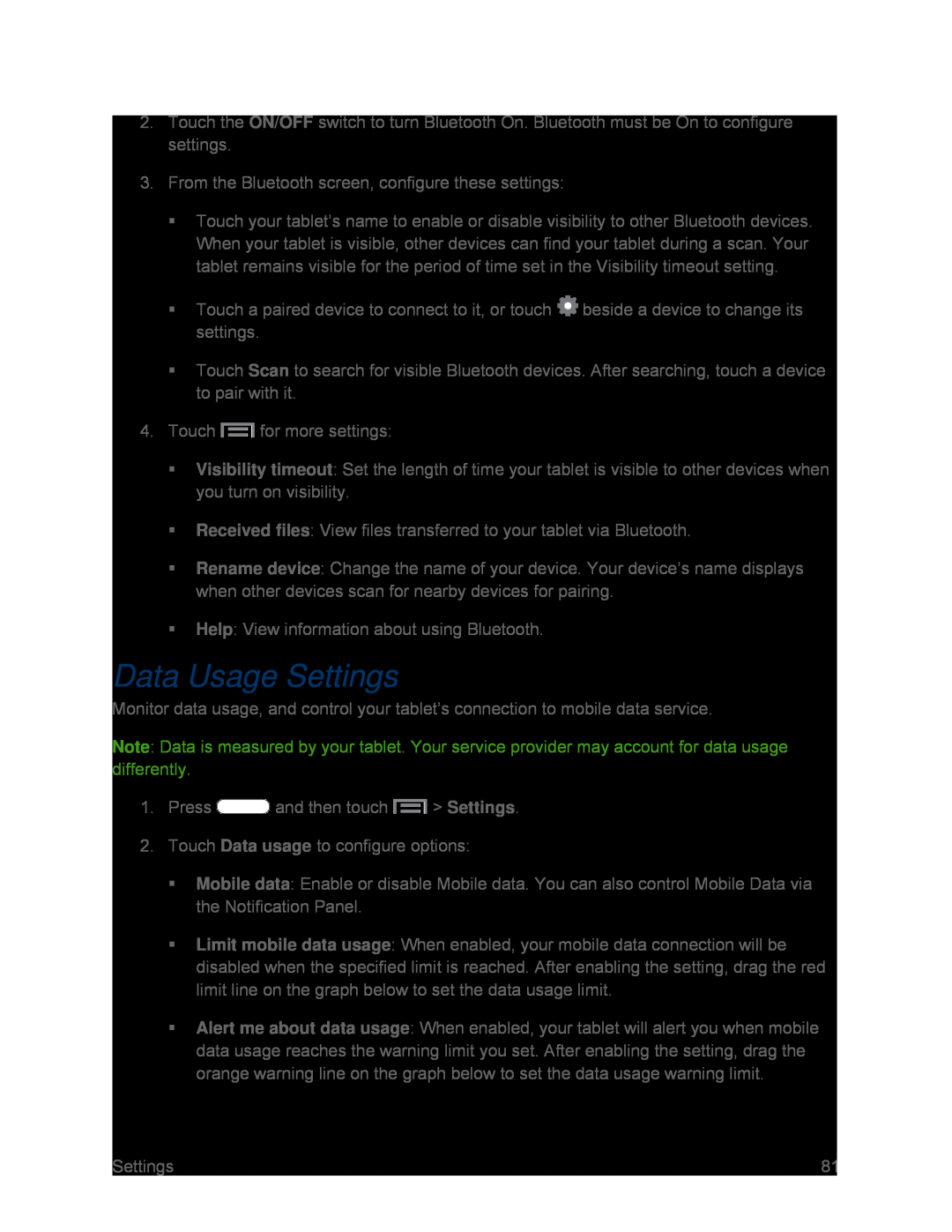 Data Usage Settings Galaxy Tab 3 7.0 Sprint