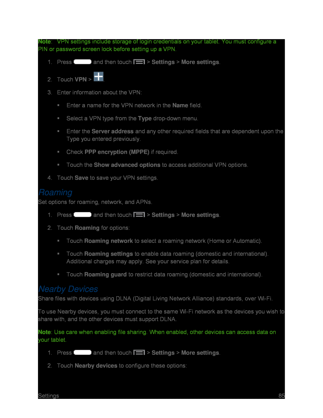 Nearby Devices Galaxy Tab 3 7.0 Sprint