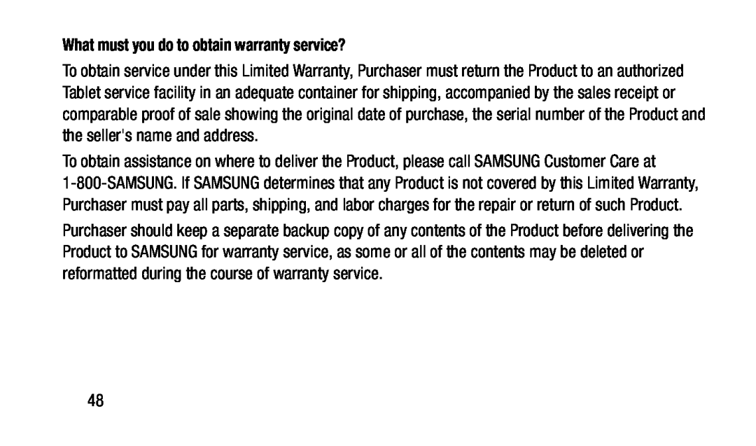 What must you do to obtain warranty service Galaxy Tab 3 7.0 T-Mobile