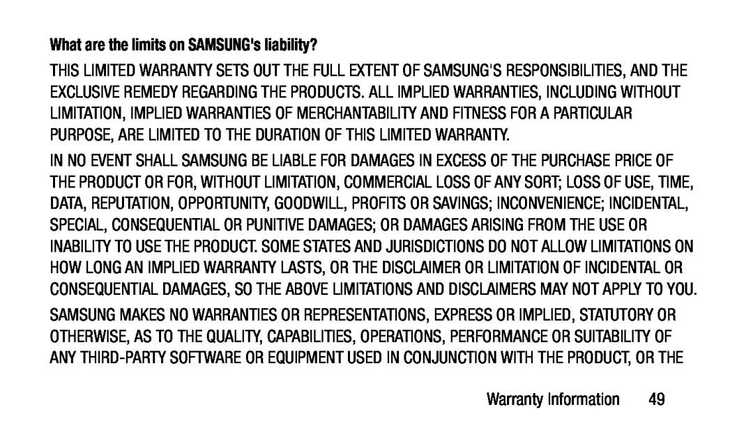 What are the limits on SAMSUNG's liability Galaxy Tab 3 7.0 T-Mobile