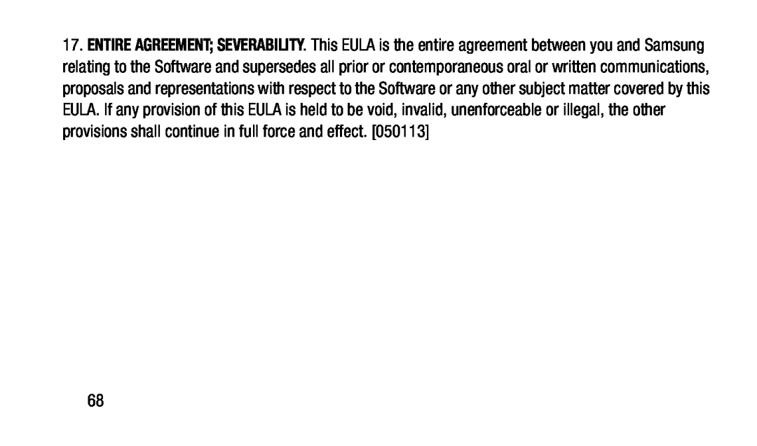 ENTIRE AGREEMENT; SEVERABILITY Galaxy Tab 3 7.0 T-Mobile