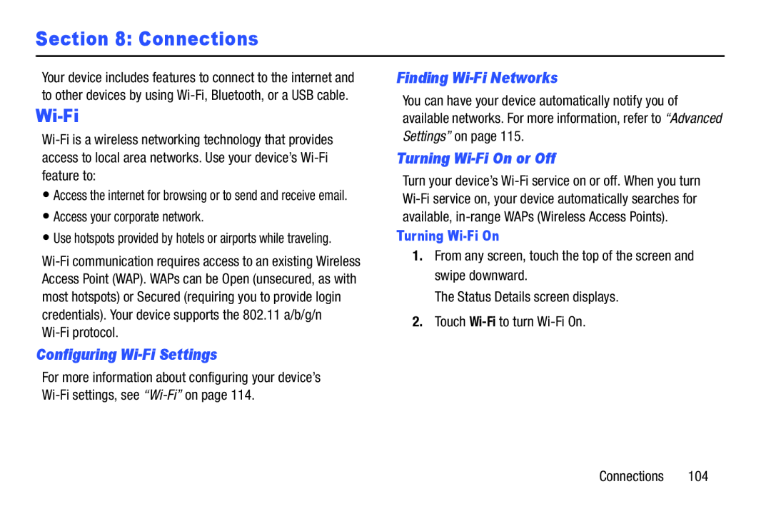 Configuring Wi-FiSettings Finding Wi-FiNetworks