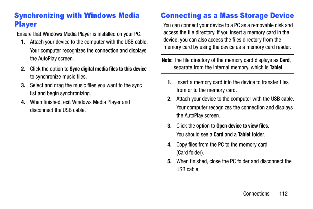 Synchronizing with Windows Media Player Galaxy Tab 3 7.0 Wi-Fi