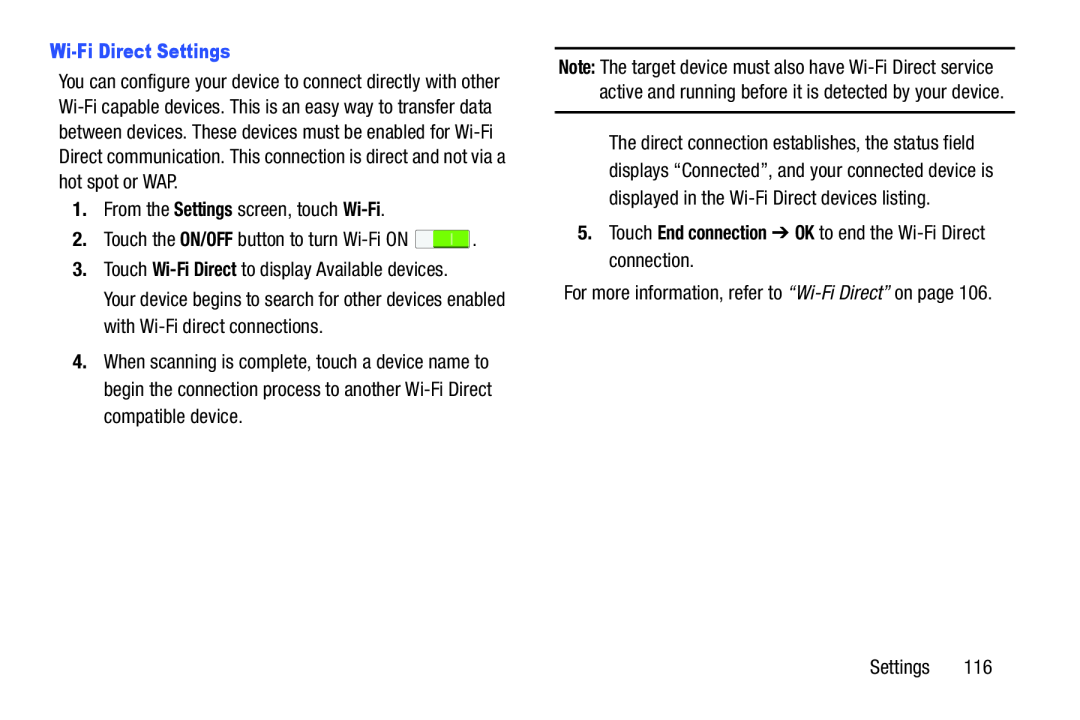 Wi-FiDirect Settings Settings