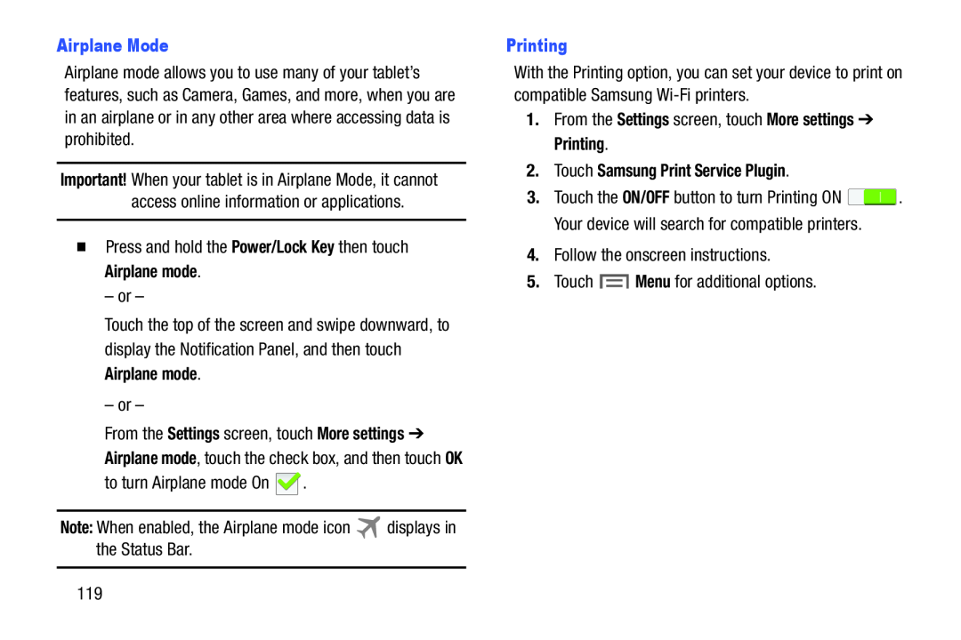 2.Touch Samsung Print Service Plugin Galaxy Tab 3 7.0 Wi-Fi