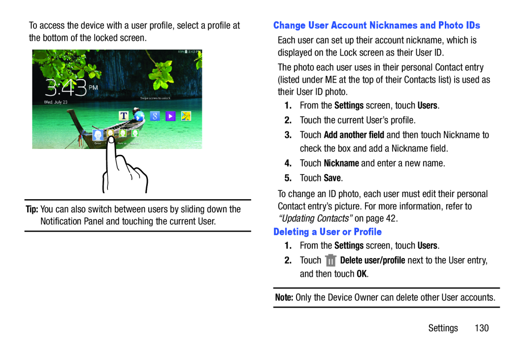 Change User Account Nicknames and Photo IDs Galaxy Tab 3 7.0 Wi-Fi