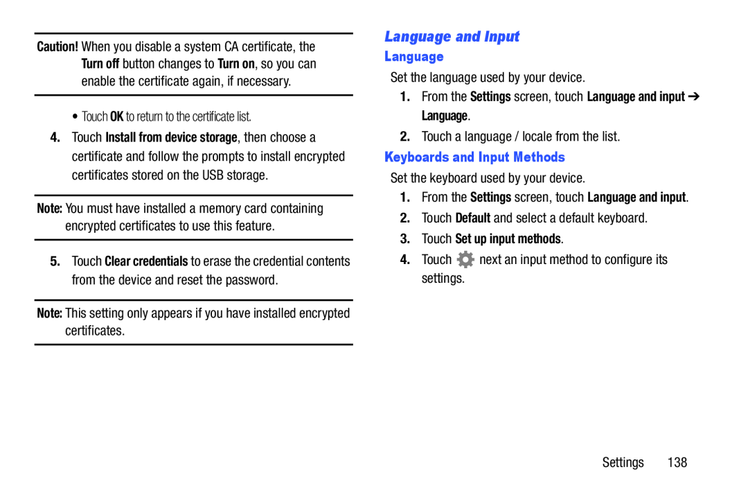 Language and Input Galaxy Tab 3 7.0 Wi-Fi