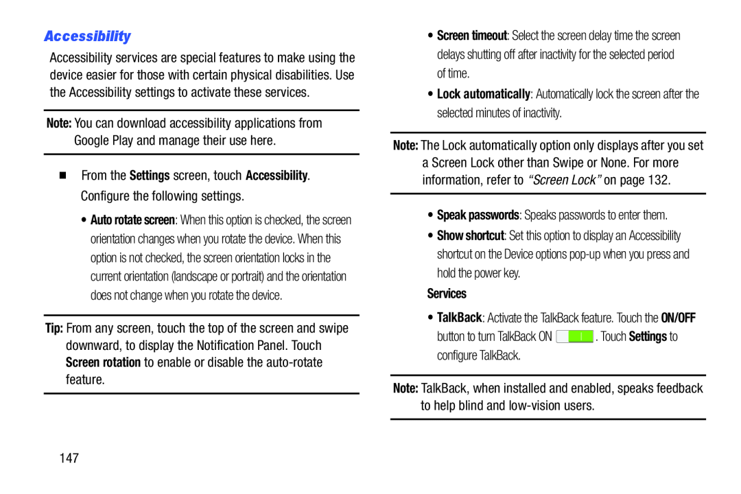 Accessibility Galaxy Tab 3 7.0 Wi-Fi