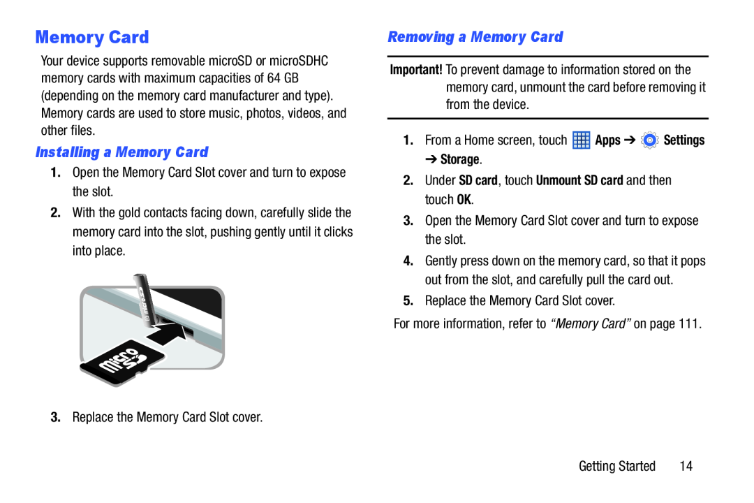 Installing a Memory Card Galaxy Tab 3 7.0 Wi-Fi