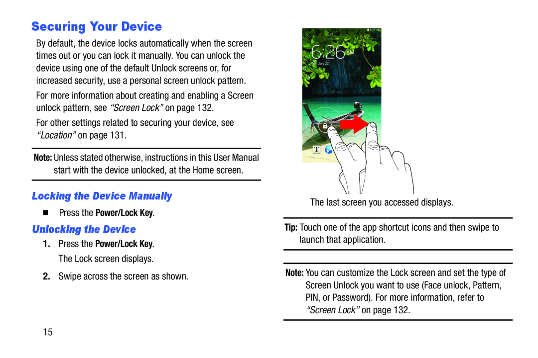 Locking the Device Manually Unlocking the Device