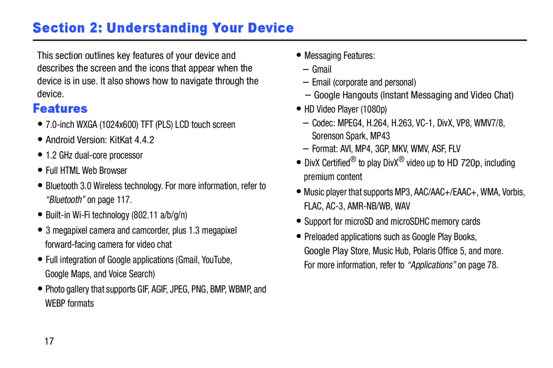 Features Galaxy Tab 3 7.0 Wi-Fi