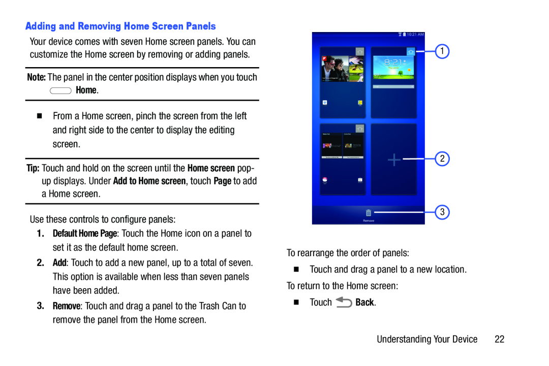 Adding and Removing Home Screen Panels Galaxy Tab 3 7.0 Wi-Fi