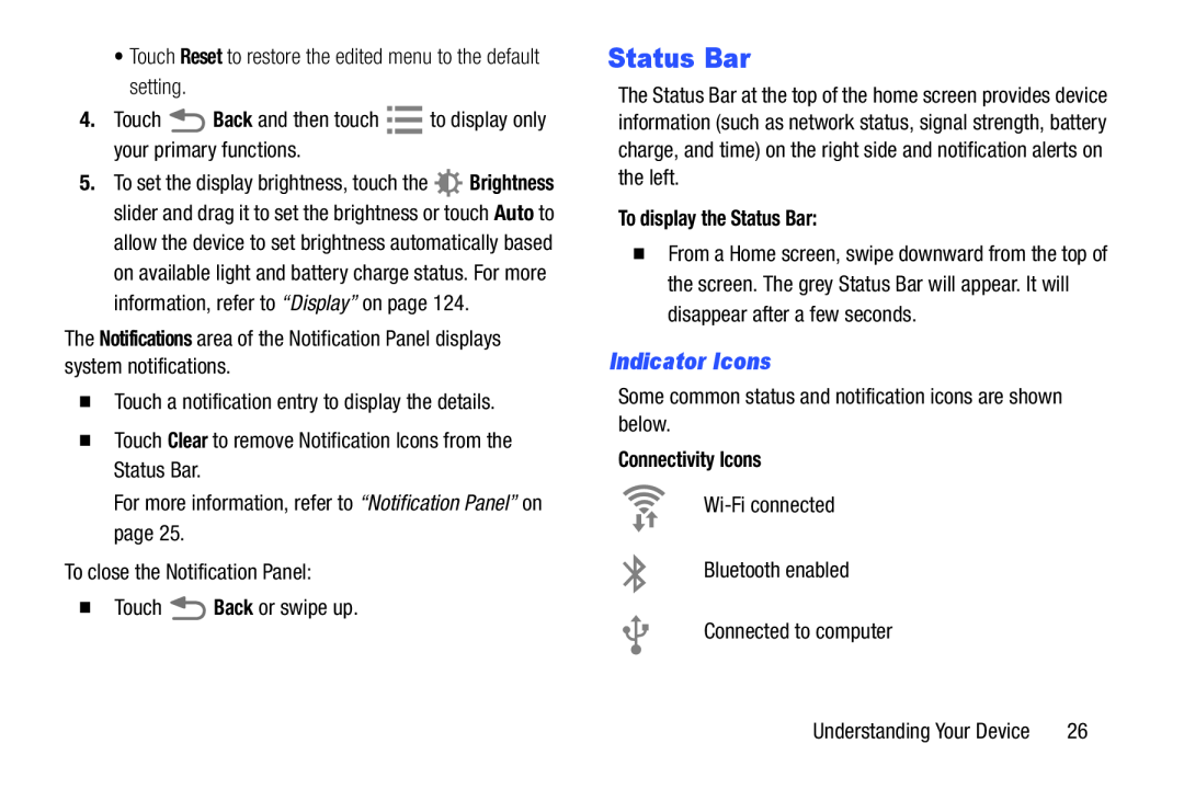 Indicator Icons Galaxy Tab 3 7.0 Wi-Fi