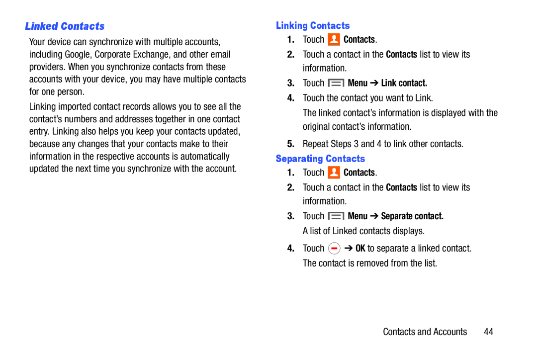 Linked Contacts Galaxy Tab 3 7.0 Wi-Fi