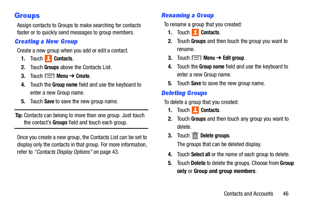 Creating a New Group Galaxy Tab 3 7.0 Wi-Fi