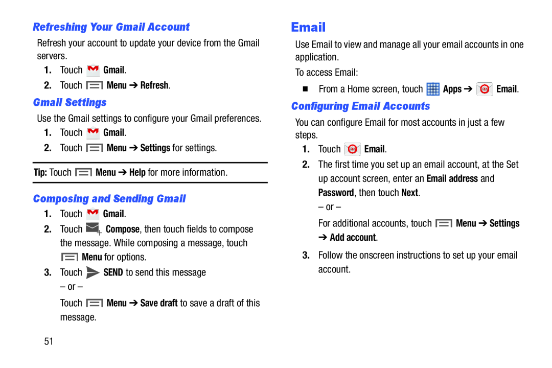 Configuring Email Accounts Galaxy Tab 3 7.0 Wi-Fi