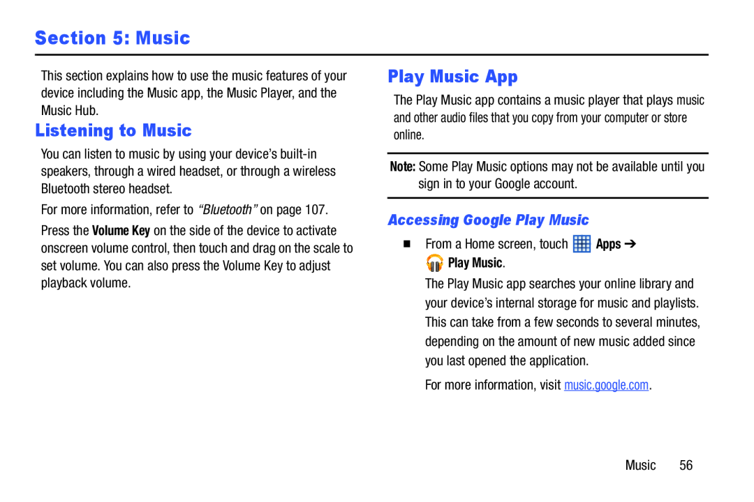 Accessing Google Play Music Listening to Music