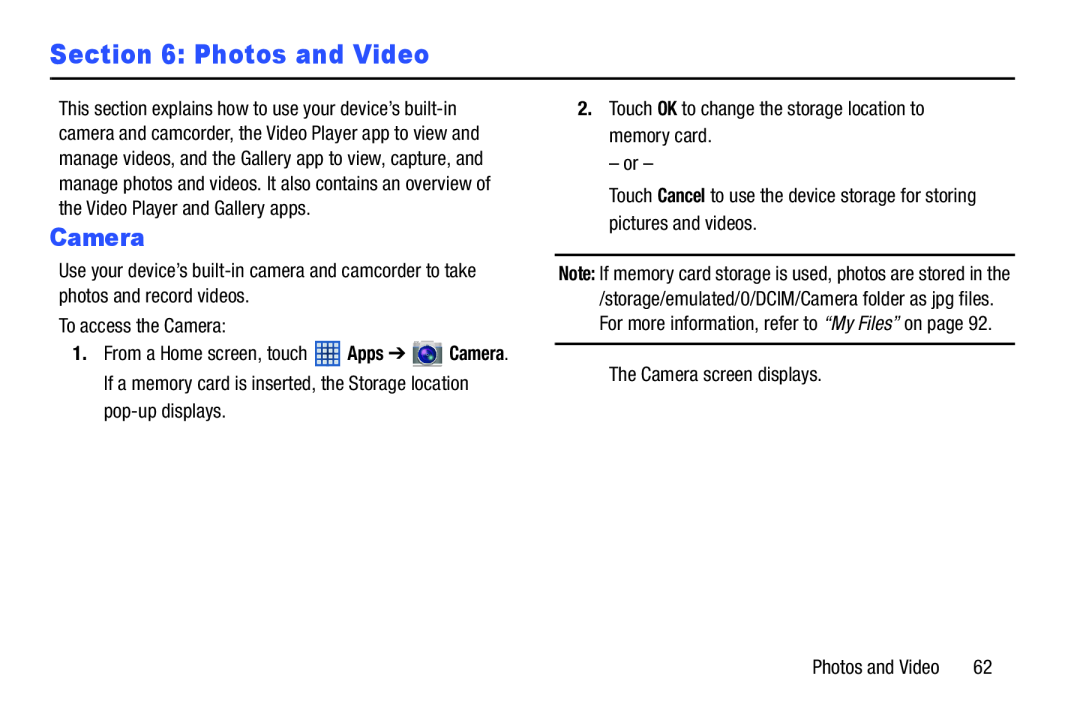 Section 6: Photos and Video