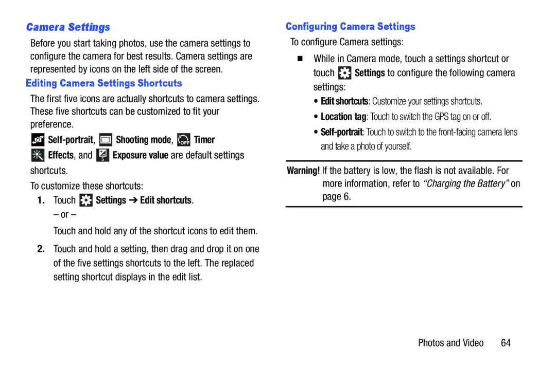 Camera Settings