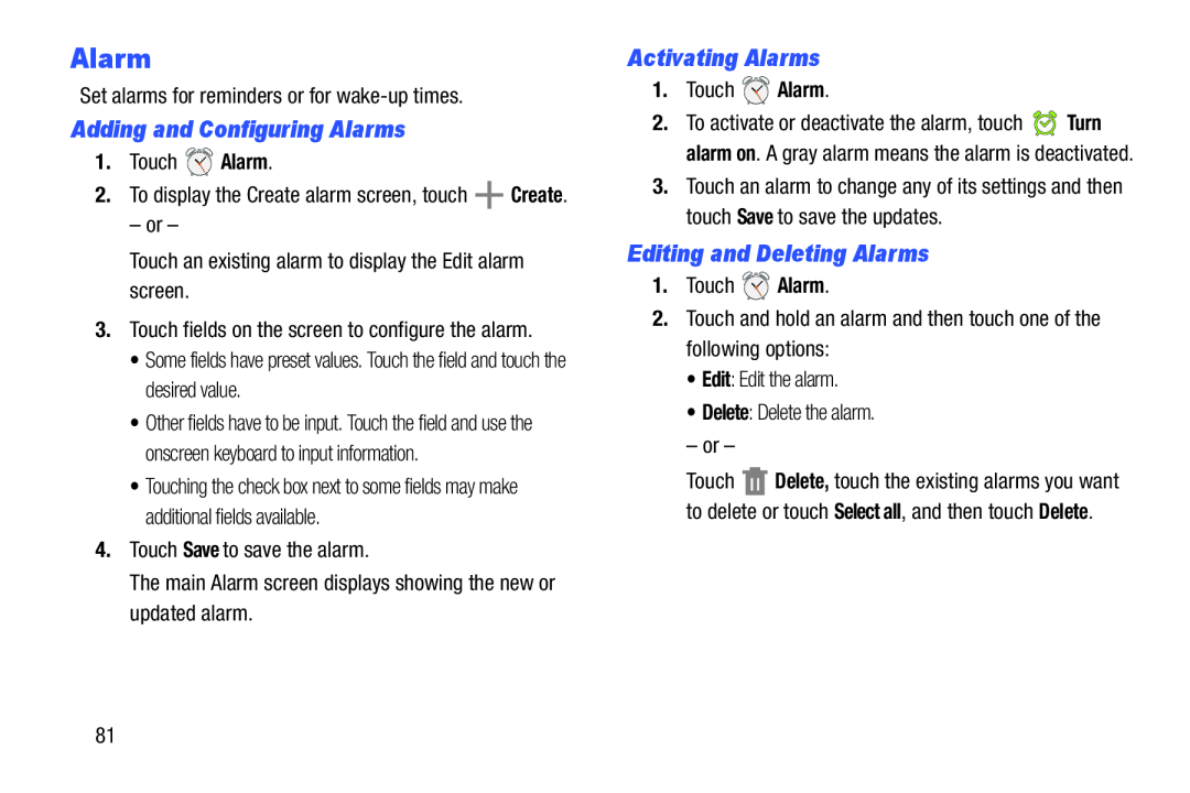 Adding and Configuring Alarms Galaxy Tab 3 7.0 Wi-Fi