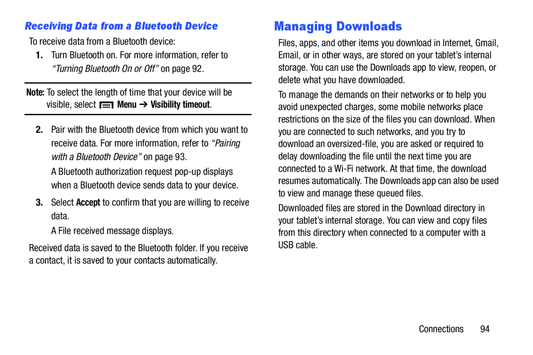 Receiving Data from a Bluetooth Device Managing Downloads