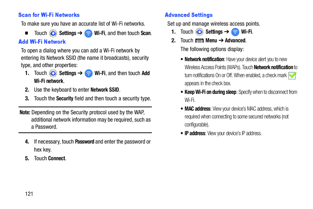 Scan for Wi-FiNetworks Add Wi-FiNetwork