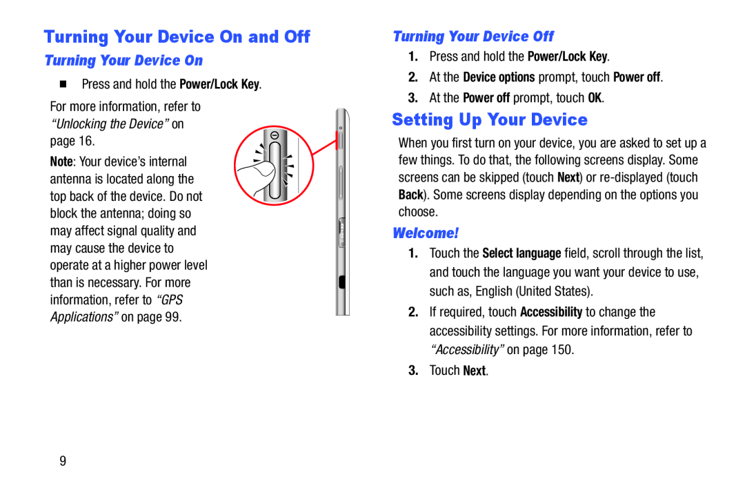 Turning Your Device On and Off Galaxy Tab 3 10.1 Wi-Fi