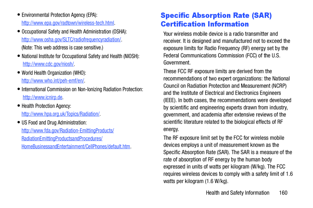 Specific Absorption Rate (SAR) Certification Information Galaxy Tab 3 10.1 Wi-Fi